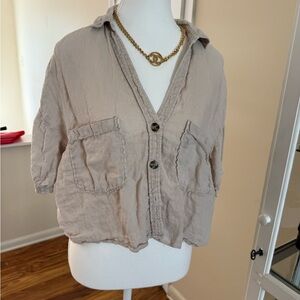Zara Cream Button-Up Shirt